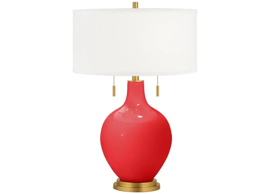 Color Plus Toby Brass Accents  28" High Poppy Red Table Lamp