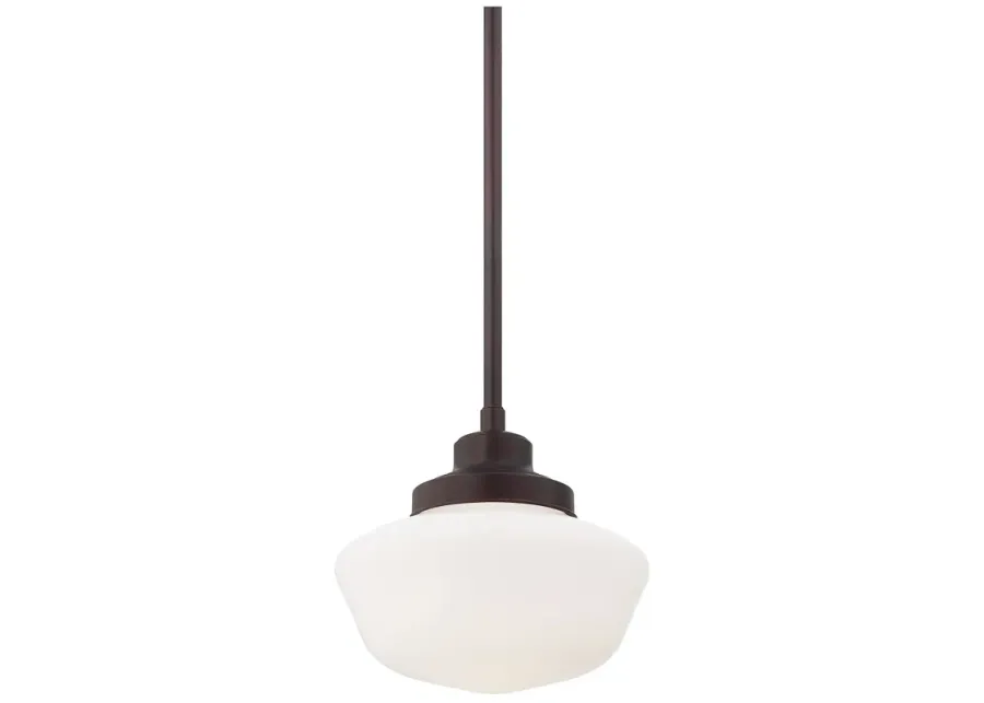 Minka Nola 12" Wide Brushed Bronze Opal Glass Mini Pendant-brown