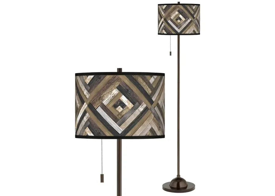 Woodwork Diamonds Giclee Glow Bronze Club Floor Lamp-brown