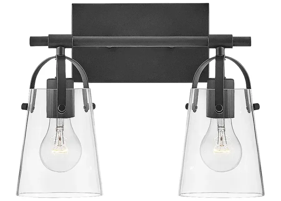 Hinkley Foster 10 3/4" High Black 2-Light Wall Sconce-black