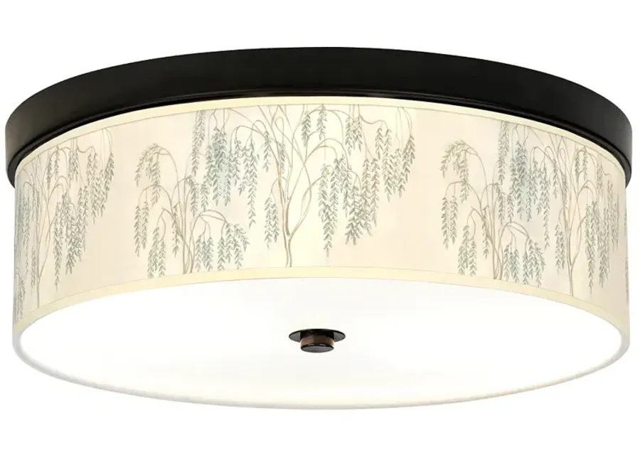 Giclee Gallery Weeping Willow Pattern 14" Bronze LED Ceiling Light-brown