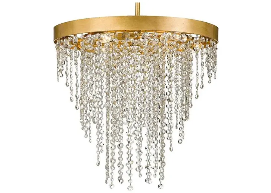 Winham 24" Wide Antique Gold and Crystal 6-Light Chandelier-gold