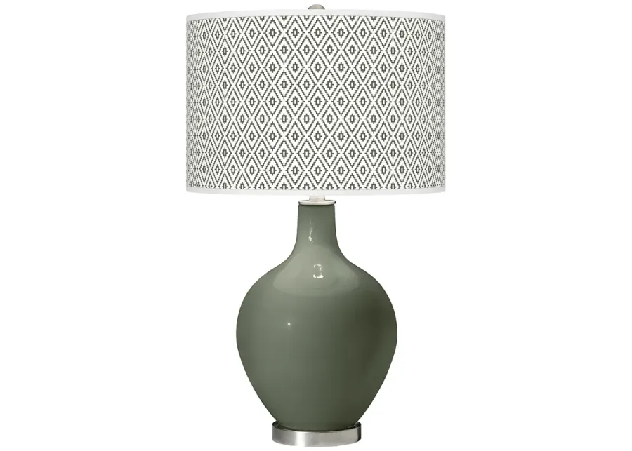 Color Plus Ovo 28 1/2" Diamonds Shade Deep Lichen Green Table Lamp-green