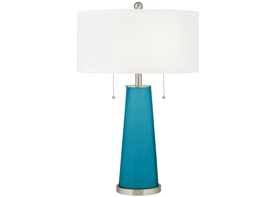 Color Plus Peggy 29 3/4" Modern Caribbean Sea Blue Table Lamp-silver