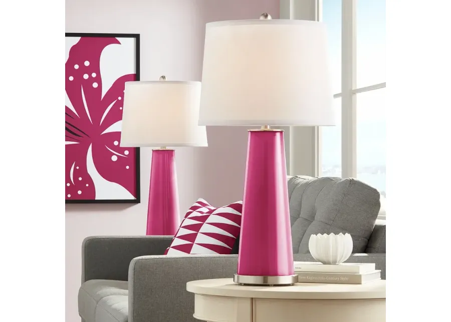Color Plus Leo 29 1/2" Vivacious Pink Glass Table Lamps Set of 2-pink