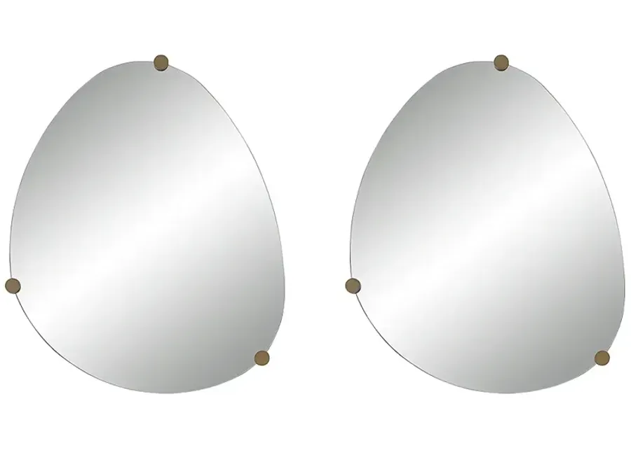 Marken Champagne 29" x 36" Oblong Wall Mirrors Set of 2-gold