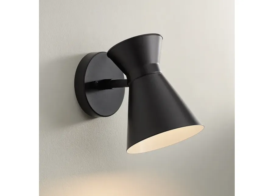 Vance 8" High Black Finish Mid-Century Modern LED Sconce Wall Light-black