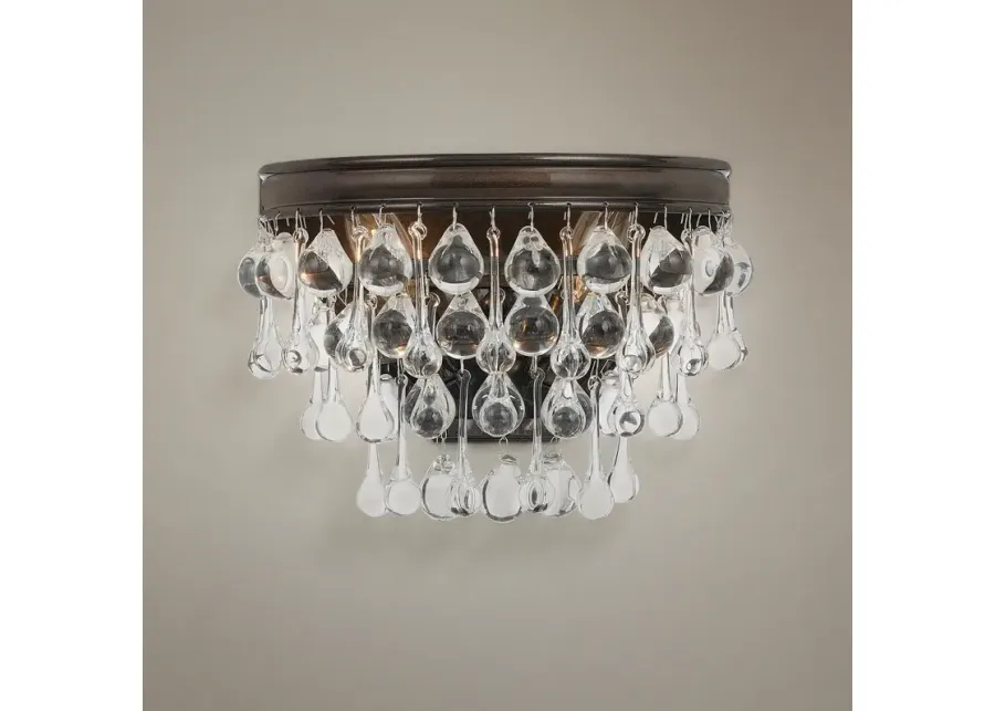 Crystorama Calypso Bronze 10 1/2" Wide Crystal Wall Sconce-brown