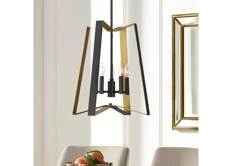 Possini Euro Clara 16" Wide Black and Gold 5-Light Pendant-gold