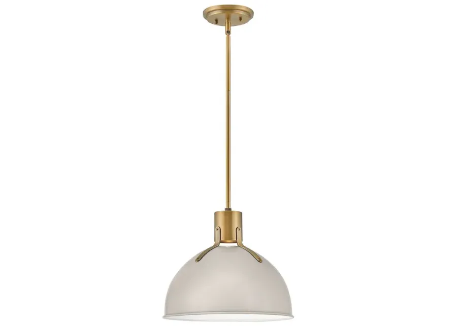 Hinkley Argo 14" Wide Brass Pendant Light with Gray Shade-gray