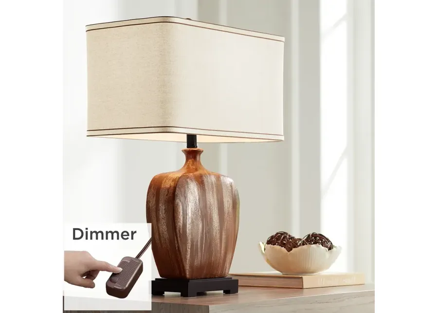 Possini Euro Julius Copper Drip Finish Ceramic Lamp with Table Top Dimmer-green