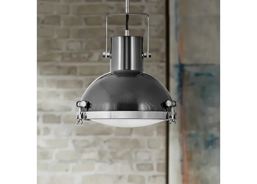 Nautique 13"W Polished Nickel and Gloss Back Pendant Light-silver