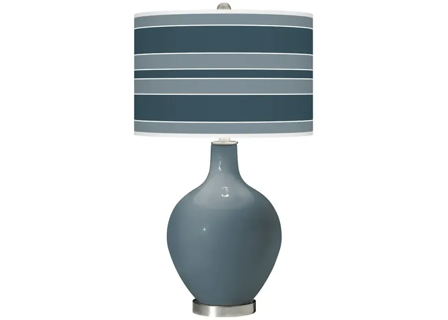 Color Plus Ovo 28 1/2" Bold Stripe Smoky Blue Table Lamp-gray