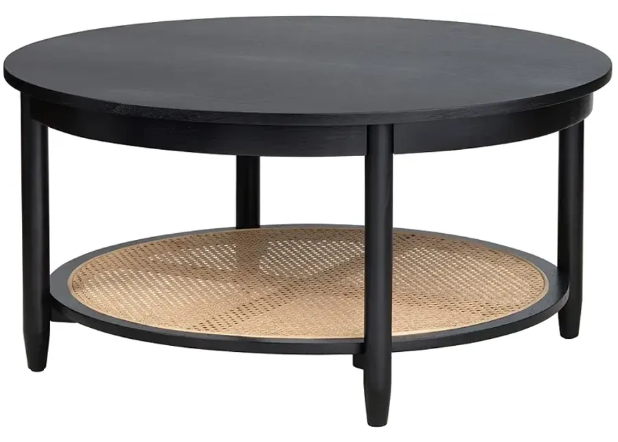 Port Royal 36" Wide Painted Black Round Cocktail Table-black