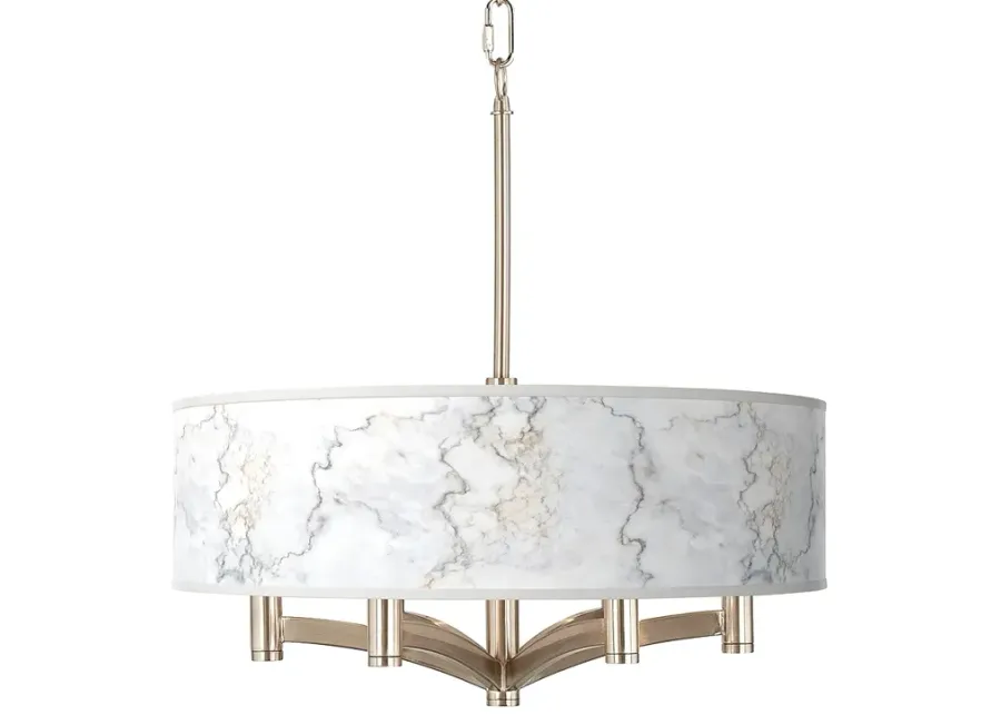 Marble Glow Ava 6-Light Nickel Pendant Chandelier-silver
