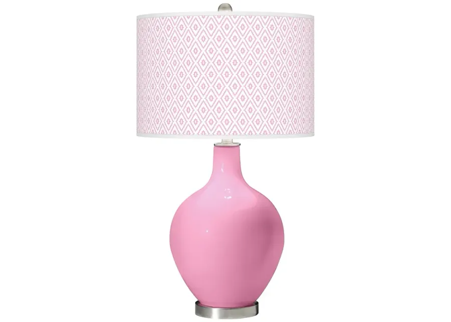 Color Plus Ovo 28 1/2" High Diamonds Shade Candy Pink Table Lamp-pink