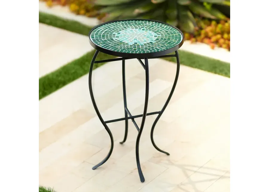 Bella Green Mosaic Outdoor Accent Table-green