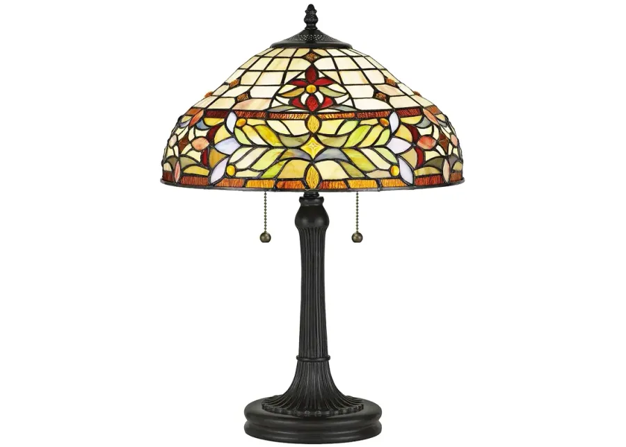 Quoizel Quinn 22 1/2" High Bronze Tiffany-Style Accent Table Lamp-brown