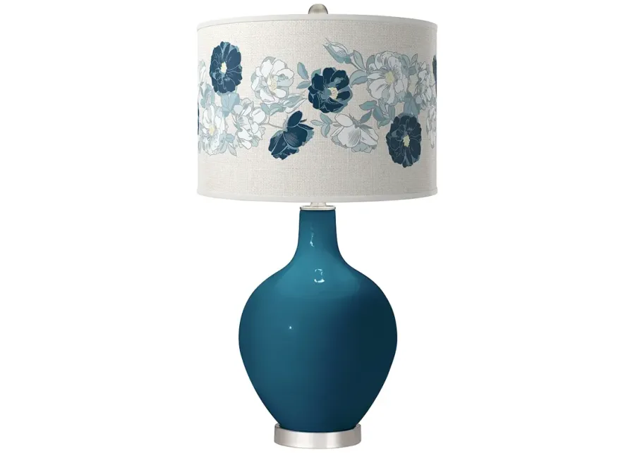 Oceanside Rose Bouquet Ovo Table Lamp-silver