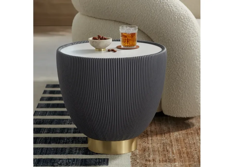 Brennan 18 1/2" Wide Gray and Faux Marble Coffee Table-gold