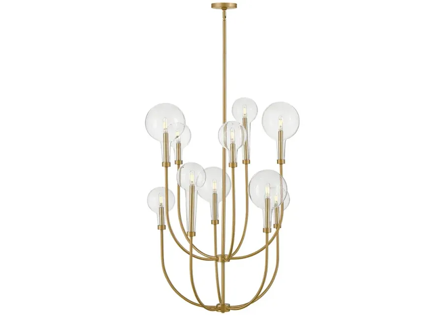 Hinkley Alchemy 30" Brass and Globe Glass 10-Light Tiered Chandelier-gold