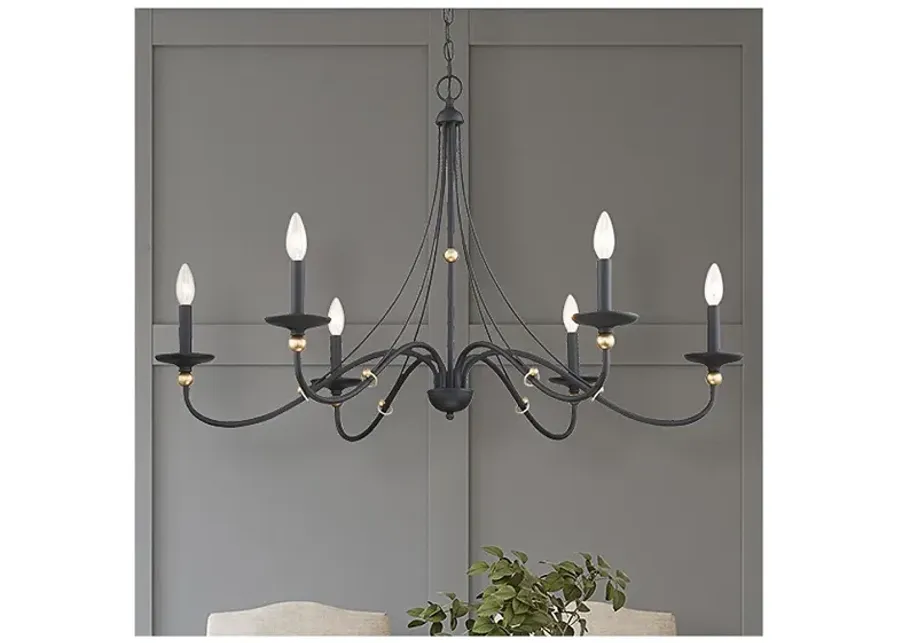 Minka Westchester County 40" Wide Sand Coal 6-Light Chandelier-black
