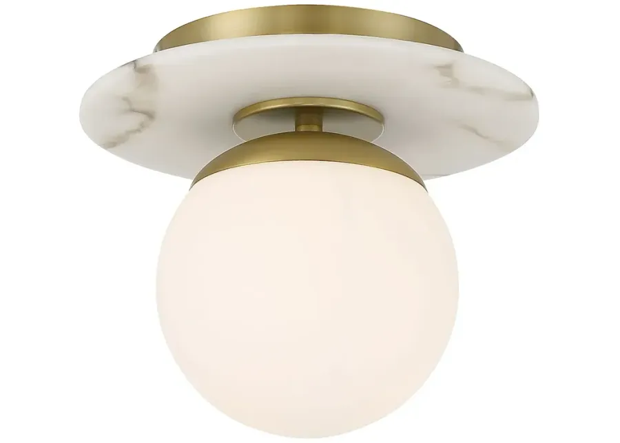 Minka-Lavery Orban 9" Wide Soft Brass Faux Alabaster Semi Flush Mount-gold
