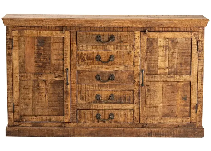 Bengal Manor 69" Wide Mango Wood 5-Drawer Sideboard-brown