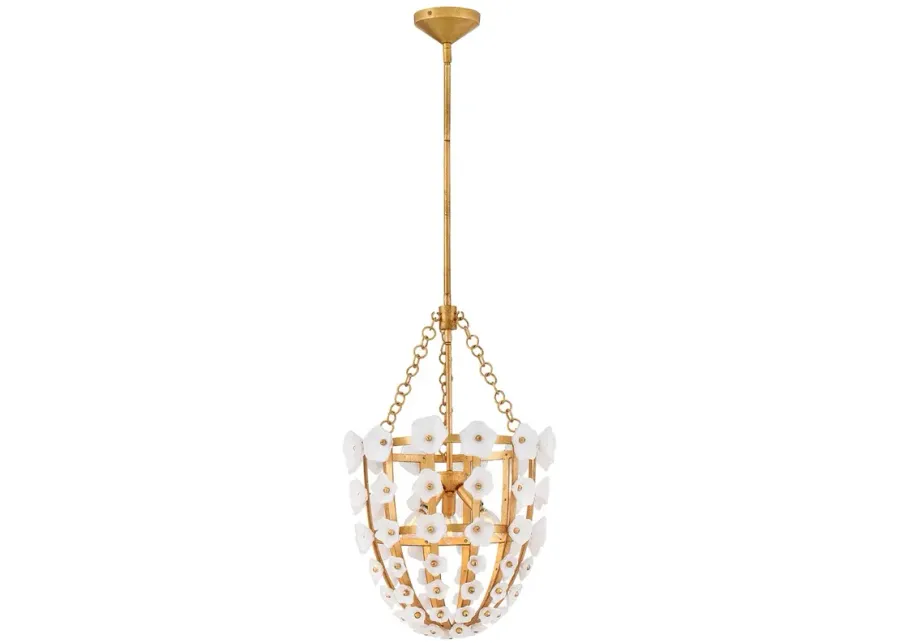Fredrick Ramond Interior Azalea Large Pendant 16.5" Distressed Brass-gold