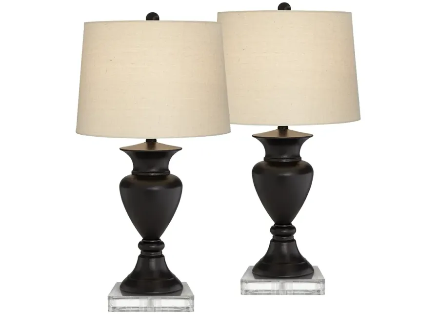 Regency Hill Metal Urn Bronze Table Lamps With 8" Square Risers-brown 1 82623-regency-hill-metal-urn-bronze-table-lamps-with-8-square-risers-brown-1.webp