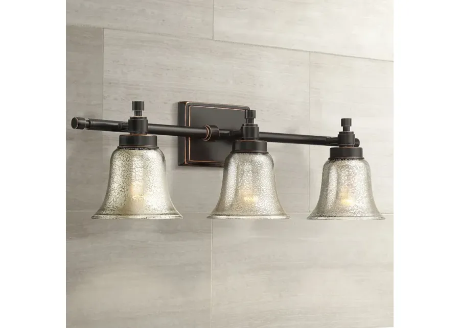 Possini Euro Varra 26 1/2" 3-Light Mercury Glass Bronze Bath Light-brown