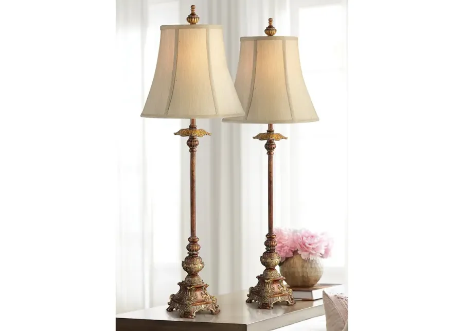 Regency Hill Juliette 36 1/2" High Bronze Buffet Table Lamps Set of 2-brown