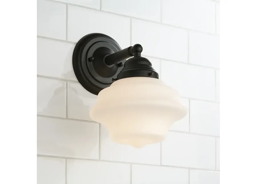 Possini Euro Astrid 10 1/4" High Schoolhouse Glass Wall Sconce-black