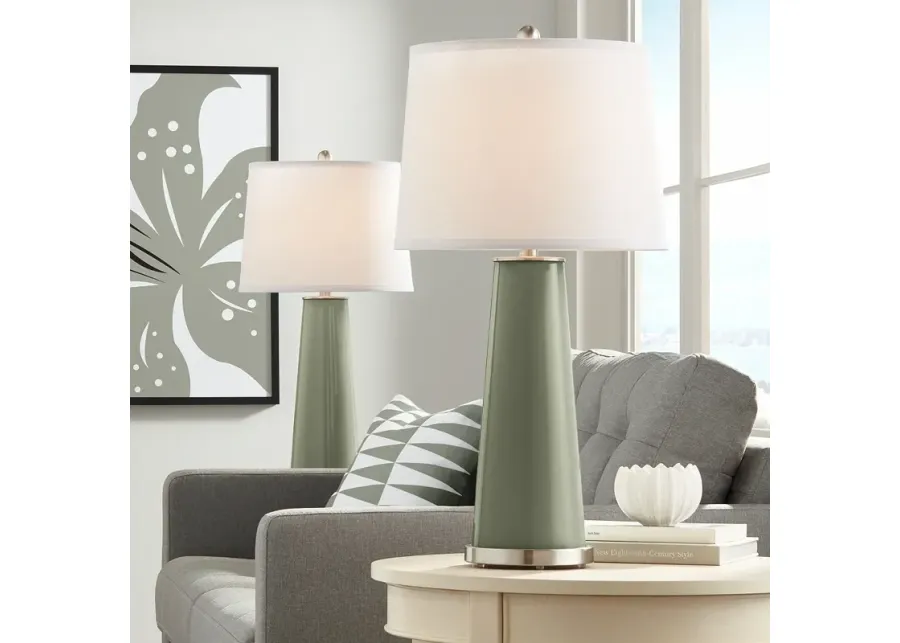 Color Plus Leo 29 1/2" Modern Evergreen Fog Table Lamps Set of 2-green