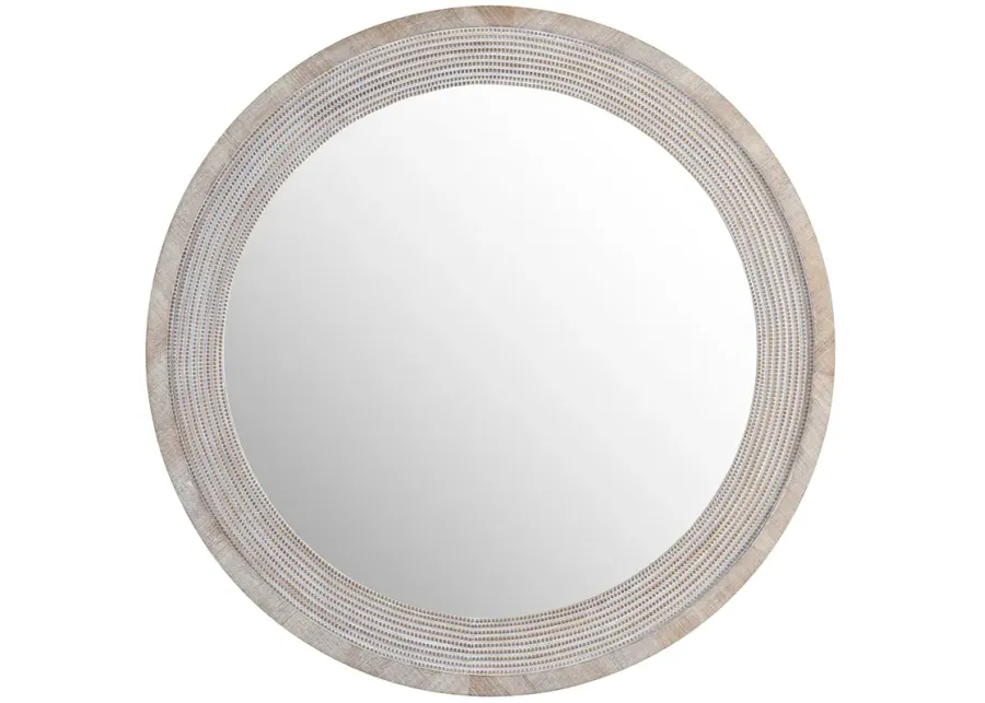 Crestview Collection Johnson 38 1/4" Natural Wood Round Wall Mirror-brown