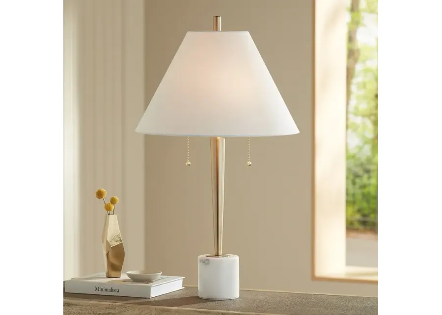 Possini Euro Brandi 27 1/2" High Marble and Brass Modern Table Lamp-gold