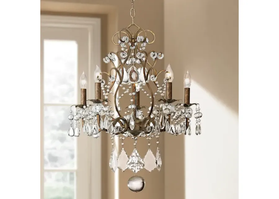 Vienna Full Spectrum Jolie 19 1/2" Crystal Beaded 5-Light Chandelier-brown