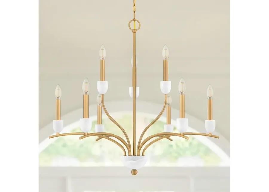 Frida 9-Light Aged Brass Chandelier-gold