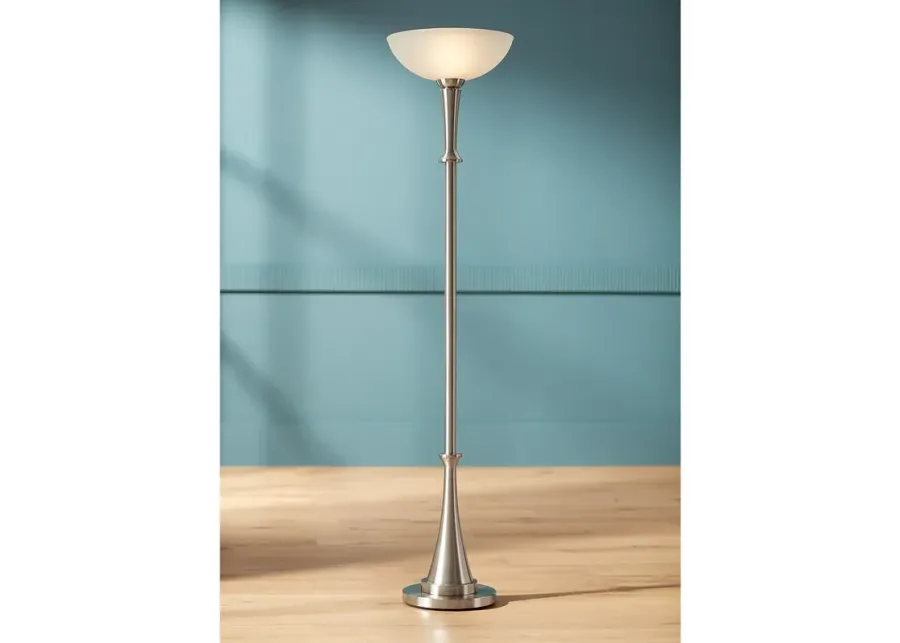 Possini Burbank 70" Brushed Nickel Torchiere Floor Lamp with Dimmer-silver