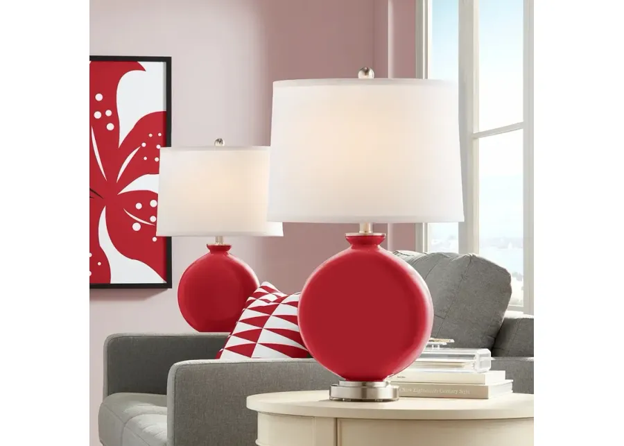Color Plus Carrie 26 1/2" Ribbon Red Table Lamps Set of 2-red