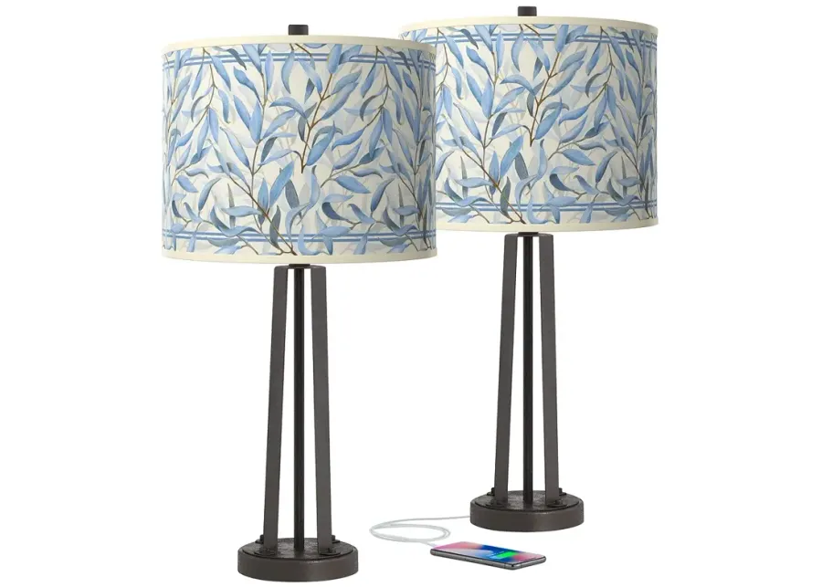 Amity Susan Dark Bronze USB Table Lamps Set of 2-white
