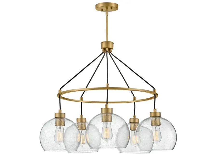 Hinkley Rumi 30" Wide Lacquered Brass and Glass Ring Chandelier-gold