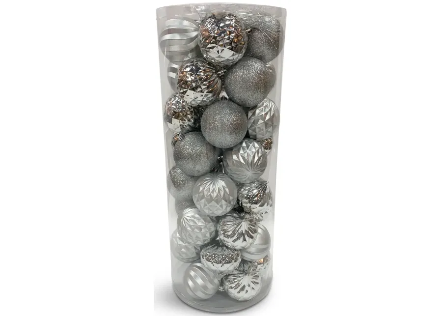 40 Piece Shatterproof Ornament Set - Silver