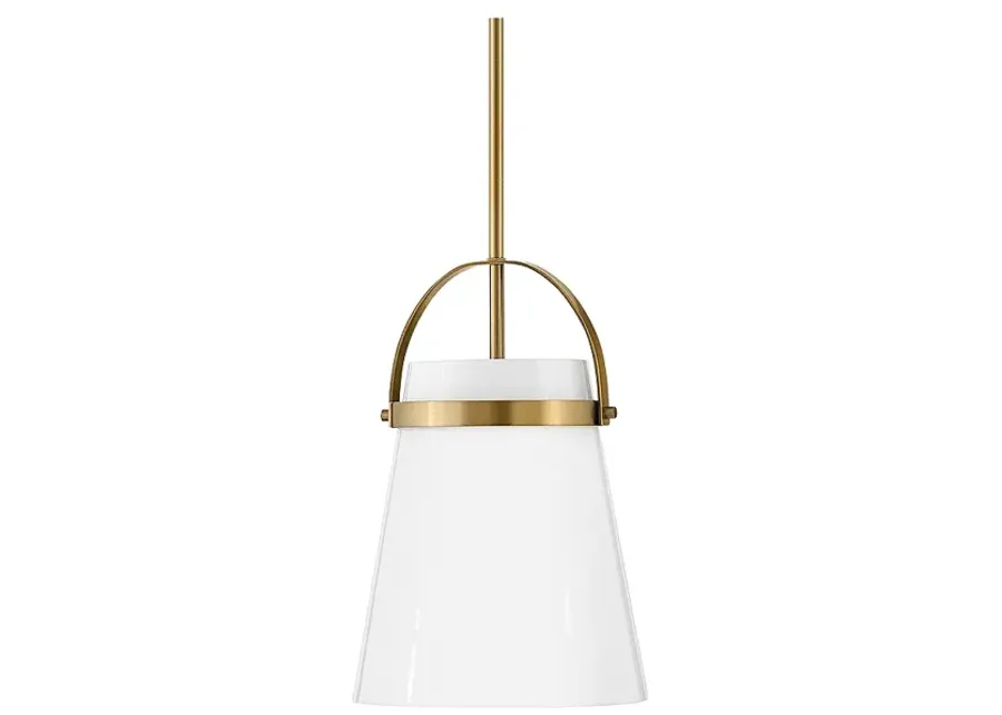 Hinkley Tori 9" Wide Lacquered Brass and Opal Glass Mini Pendant Light-gold