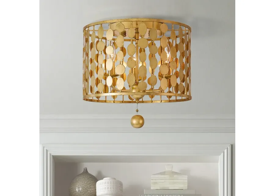 Crystorama Layla 15" Wide Antique Gold Ceiling Light-gold