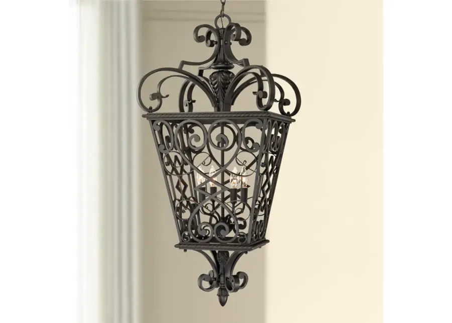 French Quarter Marcado Black Four Light Hanging Lantern-black