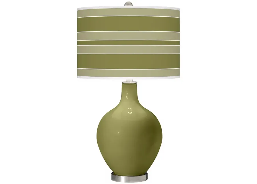 Color Plus Ovo 28 1/2" Bold Stripe Shade Rural Green Table Lamp-green