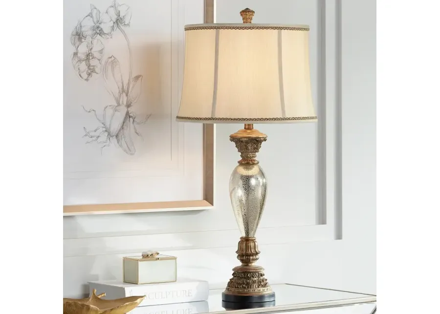 Barnes and Ivy Alsace 32 1/2" Bronze and Mercury Glass Table Lamp-gold