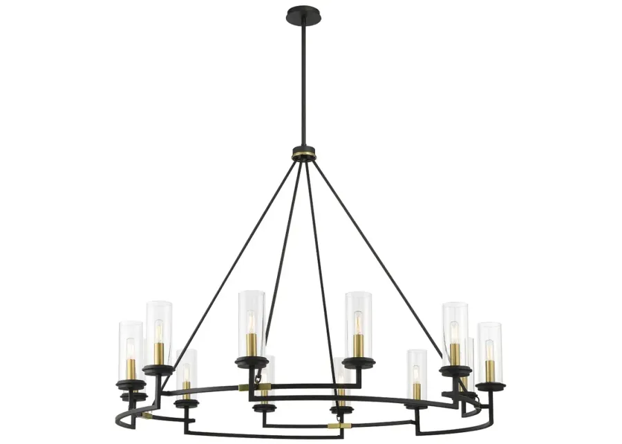 Minka-Lavery Hillstone 12-Light Black and Soft Brass Chandelier-gold
