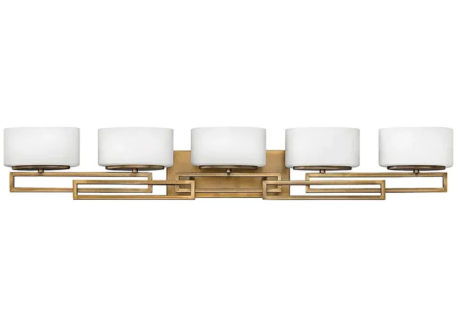 Lanza 43" Wide Brushed Bronze 5-Light Vanity Bath Light-brown